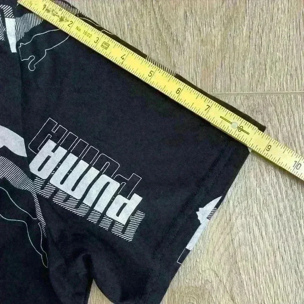 PUMA Power AOP Tee Mens Short Sleeve All Over Logo Print Black White L